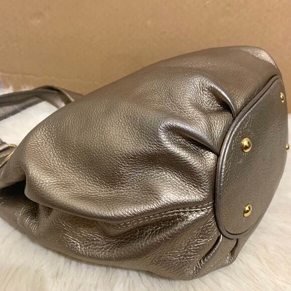 MICHAEL KORS Gold Metallic Leather Grommet Shoulder Tote Bag - Picture 11 of 16